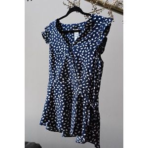 Peplum-style Navy Polka Dot Blouse